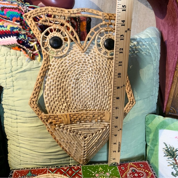 70s Rattan Owl Trivet Set - Picture 3 of 6